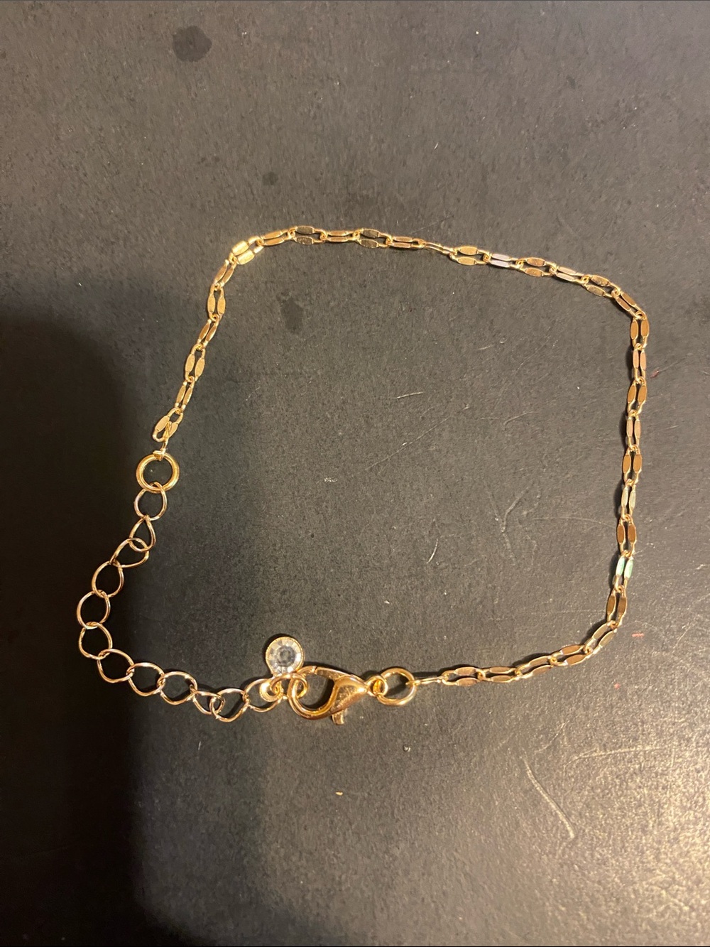 Fashion Jewelry Gold Link Bracelet with Clear Crystal Charm